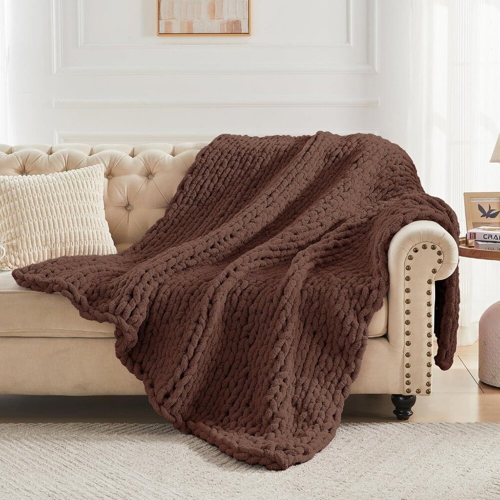 Chunky Knit Throw Blanket 60" X 80" Twin